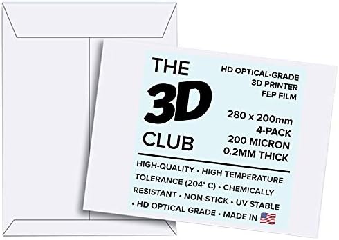 סרט FEP למדפסות UV 3D | בעובי 0.15 ממ | 4 גיליונות | 280 ממ x 200 ממ לגיליון | HD כיתה אופטית | זמין בארבעה עובי